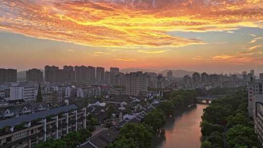 余姚城市航拍 大场景 余姚日出 生活区