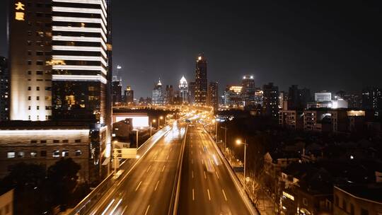 延安高架夜景延时航拍