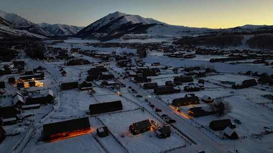 新疆北疆阿勒泰喀纳斯冬季雪景童话世界航拍