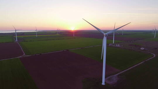 风电机组能源生产鸟瞰图