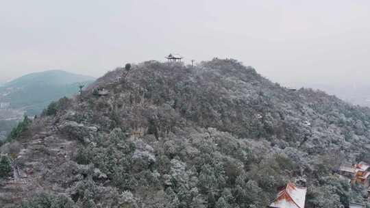 4k航拍山东济南千佛山雪景