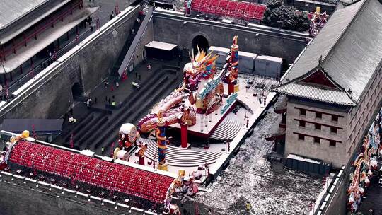 西安永宁门 灯会 雪景