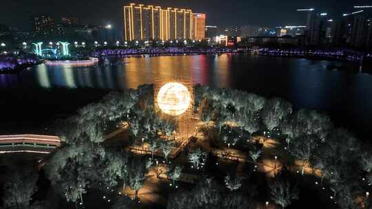 邯郸市大名县 大名府 老城 航拍 市区夜景