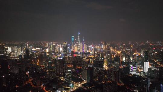 陆家嘴夜景航拍空镜