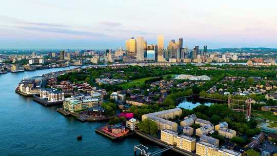 英国伦敦的标志性建筑航拍