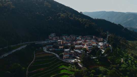 乡村振兴新农村建设云南屏边山区卡口村近景