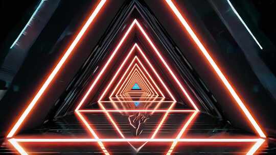 三角形时空隧道背景时空穿梭霓虹灯舞台