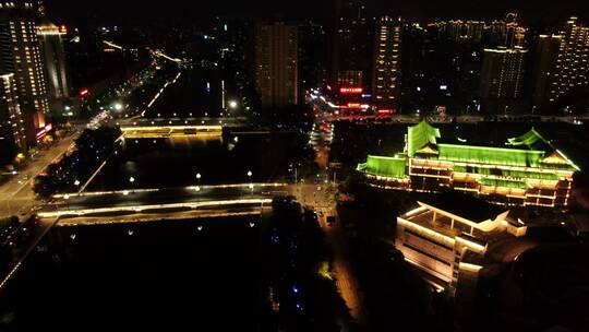 航拍江西南昌滕王阁景区夜景