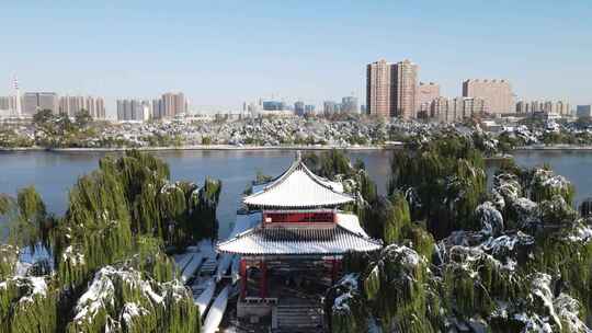 航拍山东济南城市风光地标建筑