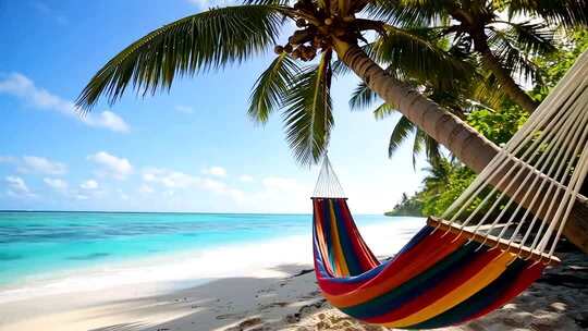 海南三亚海边沙滩椰树