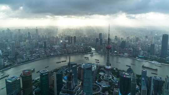 中国上海城市天际线的时移