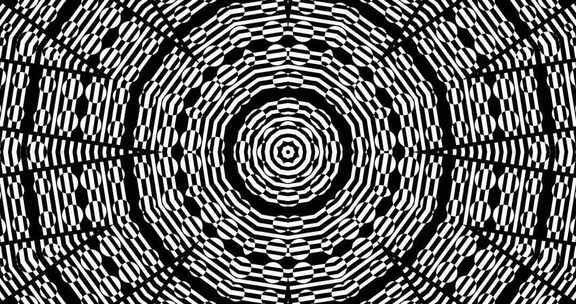 312 4K时尚动感黑白图形简洁万花筒背景