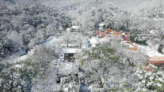 湖南省长沙市岳麓山岳麓书院雪景4k航拍