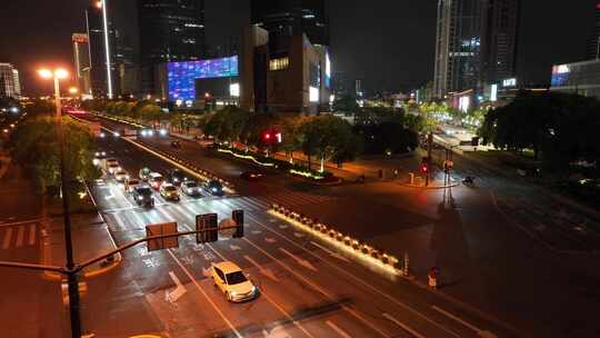 陆家嘴世纪大道夜景航拍