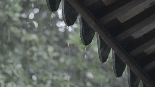 古建筑屋檐下雨 意境水滴 唯美屋檐雨滴