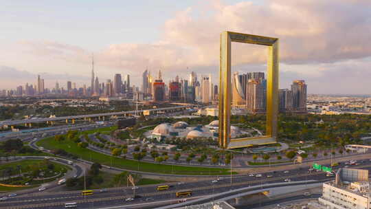 迪拜地标建筑航拍