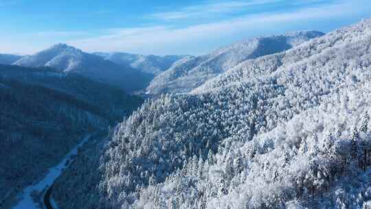 冬季森林雪山航拍