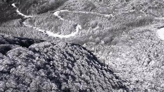 陕西秦岭分水岭雾凇冰挂雪景