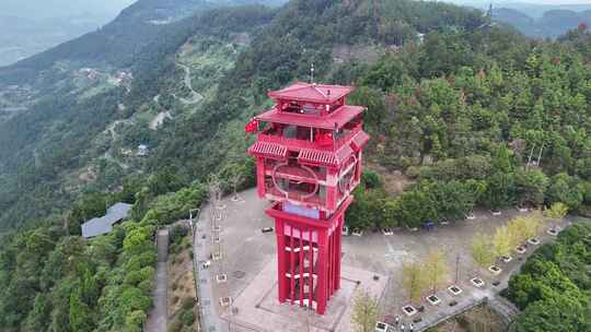 四川达州凤凰山风景名胜区凤凰楼航拍