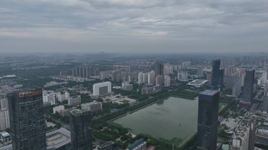 洛阳洛龙区正大国际晚霞城市交通航拍