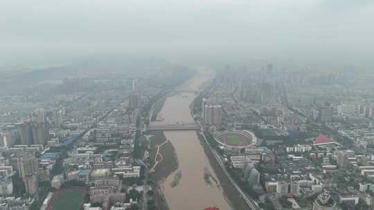 四川德阳城市清晨风光航拍