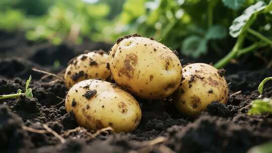 田地里的新鲜土豆