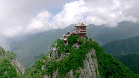 航拍陕西 西安 南五台景区 秦岭山脉视频素材模板下载