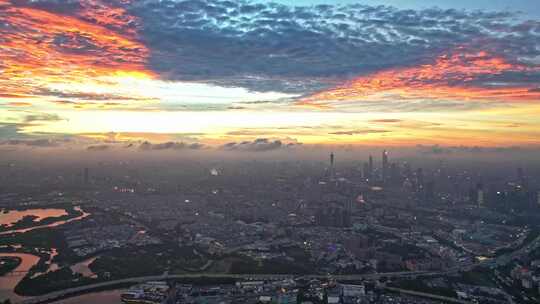 城市建筑都市日出日落朝阳晚霞夕阳黄昏航拍
