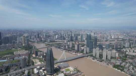 浙江宁波财富中心外滩大桥航拍视频素材模板下载