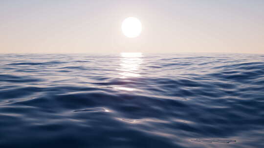 汹涌的波纹水面升起的太阳