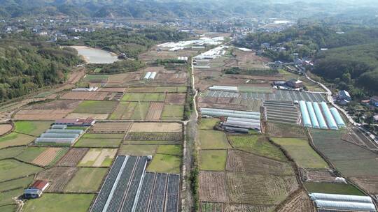 航拍山川丘陵风光农业种植农田