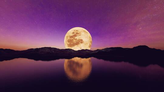 山脉 夜晚 月亮