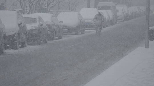 城市雪景 冬天下雪