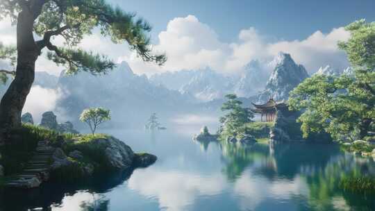 中式山水风景素材