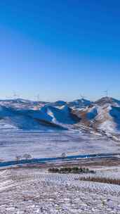 冬季内蒙古乌兰布统蓝天白云雪景