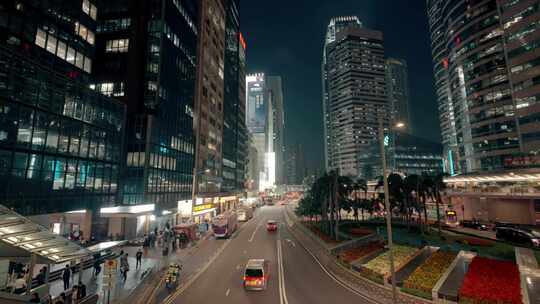 香港街道夜景视频素材模板下载