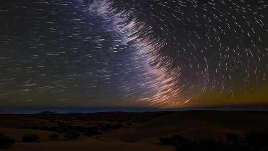 夜晚沙漠星空延时美景