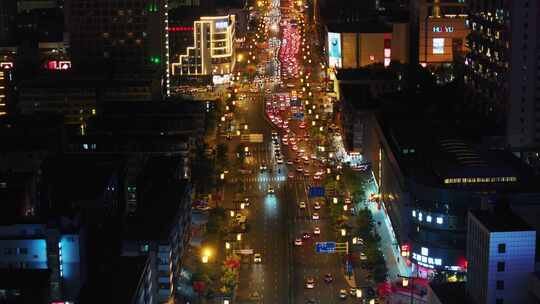 车水马龙 夜景航拍