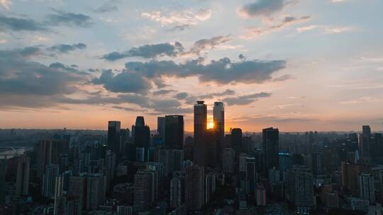 4K大气城市航拍日出日落夜景