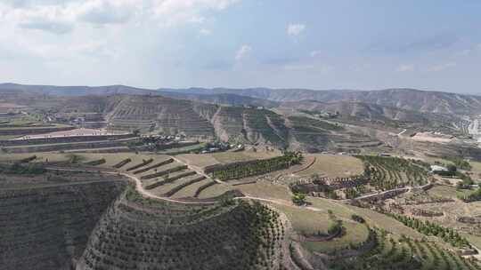 甘肃定西山川地地貌黄土高原航拍