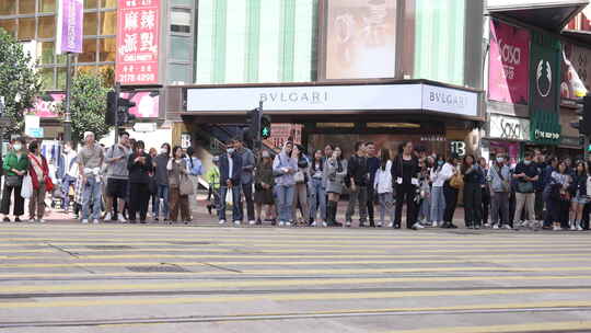 繁忙香港行人过马路视频素材模板下载