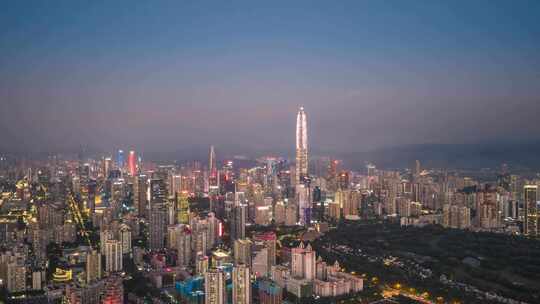 深圳城市蓝调夜景航拍延时