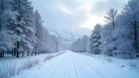 冬季雪景实拍4k舞台粒子活动背景