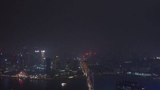 广东省广州市市中心城市夜景航拍