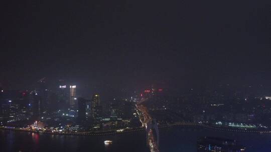 广东省广州市市中心城市夜景航拍视频素材模板下载
