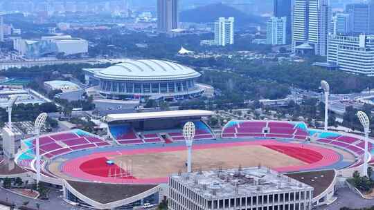 体育场城市鸟瞰全景  舟山体育馆