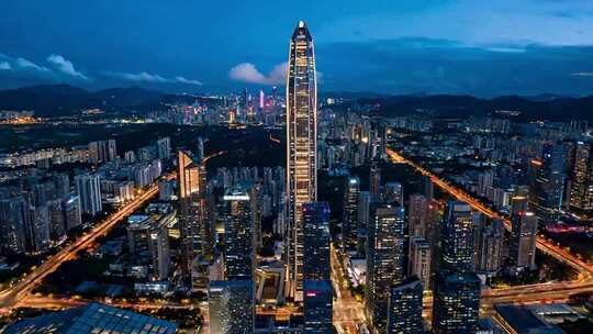 深圳城市建筑夜景航拍