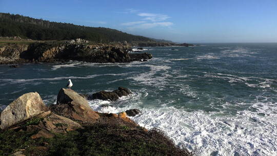 海浪撞击岩石景观