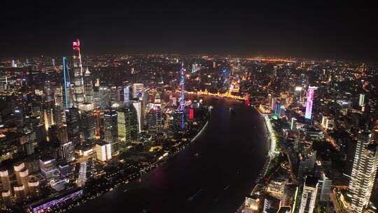 黄浦江陆家嘴夜景延时空镜