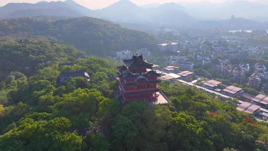 杭州城隍阁景区航拍上城区风景风光视频素材